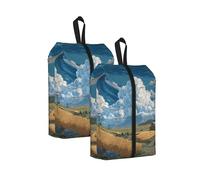 Wheat Printed Travel Shoe Storage Bag Waterproof Jacquard Fabric is Lightweight, with Strong Handle and Central Zipper.
