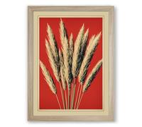 Wheat Sheaf Botanical Framed Wall Art Print A2 (59.4×42cm) Oak, Wall Decor for Living Room, Bedroom, Office & Home, Ready to Hang, Art Gift