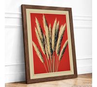 Wheat Sheaf Botanical Framed Wall Art Print A2 Walnut