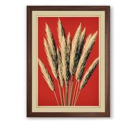 Wheat Sheaf Botanical Framed Wall Art Print A3 (42×29.7cm) Walnut, Wall Decor for Living Room, Bedroom, Office & Home, Ready to Hang, Art Gift