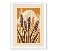 Wheat Sheaf Botanical Framed Wall Art Print A3 (42×29.7cm) White, Wall Decor for Living Room, Bedroom, Office & Home, Ready to Hang, Art Gift