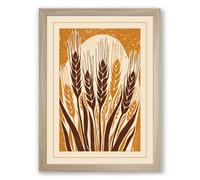 Wheat Sheaf Botanical Framed Wall Art Print A4 (29.7×21cm) Oak, Wall Decor for Living Room, Bedroom, Office & Home, Ready to Hang, Art Gift