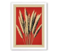 Wheat Sheaf Botanical Framed Wall Art Print A4 (29.7×21cm) White, Wall Decor for Living Room, Bedroom, Office & Home, Ready to Hang, Art Gift