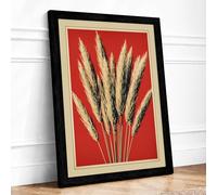Wheat Sheaf Botanical Framed Wall Art Print A4 Black | Ready to Hang, Premium Gi Paper, Fade-Resistant Inks, Securely Packaged, UK Made