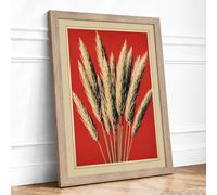 Wheat Sheaf Botanical Framed Wall Art Print A4 Oak | Ready to Hang, Premium Gi Paper, Fade-Resistant Inks, Securely Packaged, UK Made