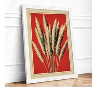 Wheat Sheaf Botanical Framed Wall Art Print A4 White