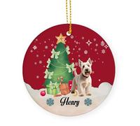 Wheaten Scottish Terrier Dogs Ceramic Christmas Ornaments With Lanyard Christmas Decorations 7.3Cm Ceramics Ornaments