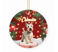 Wheaten Scottish Terrier Dogs Ceramic Christmas Ornaments With Lanyard Christmas Hanging Decoration 7.3Cm Xmas Tree Hanging Ornaments