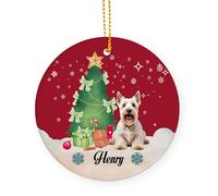 Wheaten Scottish Terrier Dogs Ceramic Christmas Ornaments With Lanyard Christmas Tree Hanging Ornament 7.3Cm Xmas Tree Hanging Ornaments