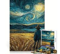 Wheatfield Under A Starry Night Jigsaw Puzzle 1000 Piece Think Training Casual Enjoyment Defined Edges Bday Surprise (50x75cm)