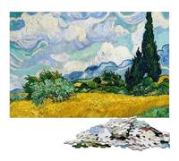 Wheatfield with Cypresses by Vincent Van Gogh Jigsaw Puzzles for Adults 1000 Piece Jigsaw Puzzles for Adults Perfect DIY Artwork 1000 PCS(75x50cm)