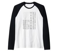 Wheaton, Illinois, American Flag Raglan Baseball Tee
