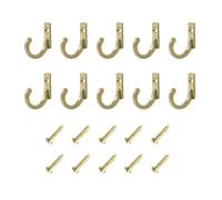 WheatThrive 10pcs Vintage Style Zinc Alloy Coat Hooks for Wall Mounting for Hanging Robes Clothes Towels with Curved Design to Prevent Slipping and Scratches (Gold)
