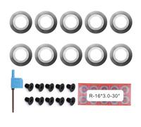 WheatThrive 16mm Round Carbide Turning Inserts, 30° Cutting Angle Indexable Tool Tips with M5 Screws for DIY Wood Lathe Hollowing, 10-Pack