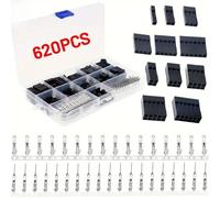 WheatThrive 2.54mm Wire Connector,Pin Header Kit,Terminal Connectors,620 Pieces Assorted Set,Male Female for 18-26AWG Cable,DIY Electronics Repair