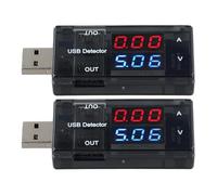 WheatThrive 2 Pack USB Ammeter Voltmeter, Digital LCD Current Voltage Meter Tester with Blue and Red Display, 3V-9V 0-3A Power Analyzer for Phone Chargers, Power Banks and Cable Quality Detection