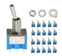 WheatThrive 20 Pcs MTS-202 6-Pin DPDT ON-ON Toggle Switch 6A 125V AC Mini Blue 2 Position