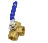 WheatThrive 3 Way Ball Valve, Brass Ball Valve, L/T Bore Valve, Internal Thread, Water Oil Gas Control, 1.6MPa, Plumbing