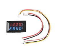 WheatThrive 4-Bit DC Voltmeter Ammeter, 0-100V 10A Dual LED Display Gauge with Built-in Shunt, Blue+Red Digital Panel Meter for Battery Monitor