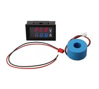 WheatThrive AC Voltage Current Meter with Transformer, Digital Display Voltmeter Ammeter, 50V-500V, 10A/50A/100A Range, Red Blue Screen, Compact 48x29x22mm
