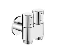 WheatThrive Brass Angle Valve, Double Outlet Stopcock, G1/2 Separate Control, Metal Handle for Shower, Toilet, Sink, Basin, Silver