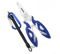 WheatThrive Fishing Pliers Stainless Steel Hook Extractor for Saltwater - Built-in Braid Scissors Safety Latch Ergonomic Grip 125mm Blue(Blue)