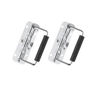 WheatThrive Folding Spring Loaded Handle with Rubber Cover, Chrome Plated Iron Crate Handle for Suitcases Toolboxes Wooden Cases, 2 Pack