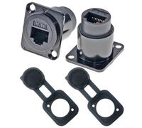 WheatThrive For RJ45 Cat6 Panel Mount Connector, 2Pcs D Type Female to Female Through Socket with Anti Interference Design (Black)
