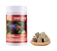 WheatThrive Freeze-Dried Fish Food with Red Blood Worms & Brine Shrimp, High Protein Aquarium Feed for Tropical Fish & Goldfish, 200/500ML