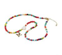 WheatThrive Gold Letter Bead Necklace Plastic Adjustable Chain 41-50cm | 26-letter beads, gold finish, adjustable 41-50cm, lightweight plastic, daily wear friendly