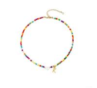 WheatThrive Gold Letter Bead Necklace Plastic Adjustable Chain 41-50cm | 26-letter beads, gold finish, adjustable 41-50cm, lightweight plastic, daily wear friendly