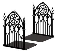 WheatThrive Heavy Duty Bookends, Decorative Book Ends, L Shaped Bookends for Shelves, Non Slip Iron Office Decor, Black, 2 Pack