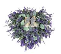 WheatThrive Lavender Heart Wreath, Artificial Flower Door Decor, Large 42cm Silk Garland, Wedding Party Wall Hanging, Valentine's Day Home Ornament