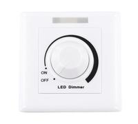 WheatThrive LED Dimmer 12V/24V 30A Rotary Knob Controller for Single Color LED Strips, Stepless 0-100% Brightness Adjustment with Memory Function, 86 Panel Wall Mount