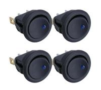 WheatThrive LED Rocker Switch, Round Toggle Switch, 12V Blue Light, SPST On/Off, 3 Pin, for Car Boat Motorcycle, 4 Pack