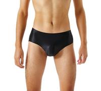WheatThrive Mens Shiny Satin Knickers Glossy Low Rise Underwear for Comfort and Fit (L Black)
