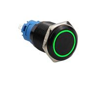 WheatThrive Metal Push Button Switch, 22mm Momentary Switch, LED Indicator Light, Stainless Steel IP66 Waterproof, 12V-24V 4A for Automotive, Marine, Industrial Control Panels, Black