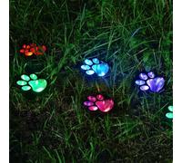 WheatThrive Paw Print LED Solar Lights, Waterproof Solar String Lights Vibrant Garden Solar Lights Dog Cat Decorative Lamp for Outdoor(Colored Light)