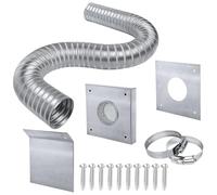 WheatThrive Pellet Stove Fresh Air Kit,Outside Cold Air Kit,2"x60" Aluminium Flex Pipe,304 Stainless Steel Wall Plate,Rust Resistant for Wood Burning Stoves