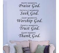 WheatThrive Praise God Bible Verse Wall Stickers, Scripture Quote Art Decals for Bedroom Living Room, Black Vinyl Religious Word Decor