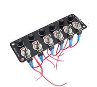 WheatThrive Rocker Switch Panel, Toggle Switch Panel, 6 Gang On Off Switch with 10A Fuse, Waterproof LED Light for Car Boat Marine Yacht Truck, 12V 24V Electrical Control System, Black