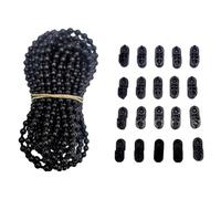 WheatThrive Roller Blind Chain, Blinds Connectors, Curtain Cord, 10m Black Plastic Beaded Chain with 10 Pairs Clips for Vertical Roman Blinds Repair