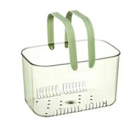 WheatThrive Shower Caddy, Bathroom Basket, Transparent Storage Box with Drainage Holes, Sturdy Plastic Organizer for Toiletries, Grey