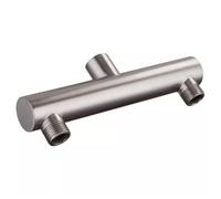 WheatThrive Shower Head Diverter, Double Outlet Manifold, Stainless Steel, Brushed Nickel Finish, G 1/2 Connection, Dual Shower System for Bathroom, Kitchen