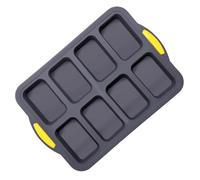 WheatThrive Silicone Loaf Pan, 8 Cavity Baking Tray, Non-Stick Metal Frame, Brownie Moulds, Grey, 35x24.5cm