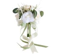 WheatThrive Silk Wedding Bouquet, Bridal Bouquet, Artificial Roses, Hand Tied Floral Decor for Bride, Proposal, Party, 20x26cm