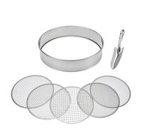 WheatThrive Stainless Steel Soil Sieve Set with 5 Interchangeable Mesh Sizes, 304 Rust-Proof Sifting Pan for Gardening, Compost and Cat Litter