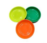 WheatThrive Storage Tray Round Magnetic Dish 6 Inch ABS Organizer for Craft Beads Buttons Sewing Kit Smooth Edge Green Yellow Orange(3-piece Set)