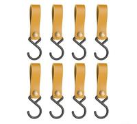 WheatThrive Tidy Up Your Outdoor Essentials with This Set of 8 PU Leather Hooks (Yellow)
