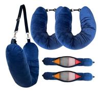 WheComd 2 Pack Travel Pillows Stuffable with Clothes,Travel Neck Pillow Airplane,Travel Pillows for Airplanes,Holds 3+ Days of Travel Essentials Storage Bag,Soft Velvet Neck Pillow Cover(Sea Blue)